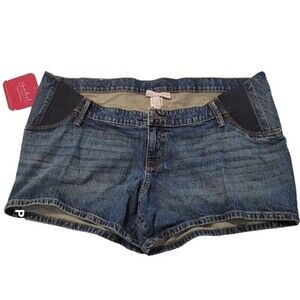 Isabel Maternity Women’s Midi Denim Shorts With Expandable Side Panel Size 16